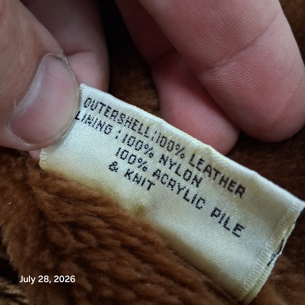 Vintage 80s Bermans Mens 48X Tan Leather Utility Bomber Removable Liner